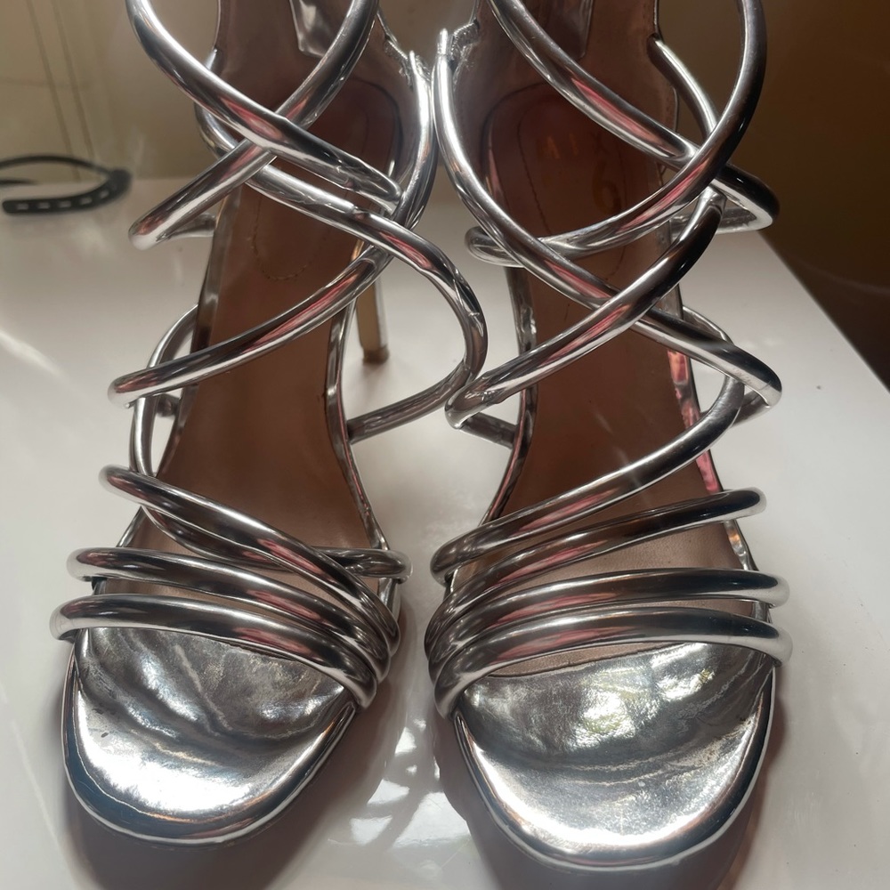 Silver strappy heels- Mix no. 6